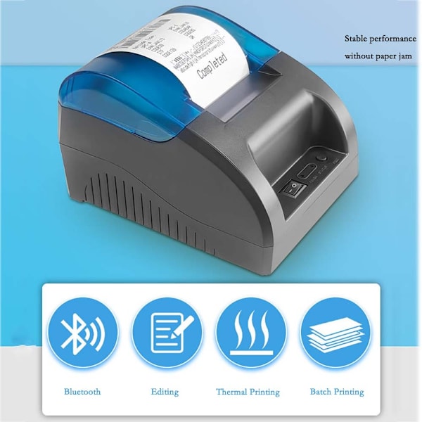58mm Termisk Bluetooth USB Kvitteringsprinter - Kompakt og alsidig Blue + White Blue + White