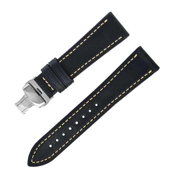 Aito nahkaranneke perhossoljella - 22MM Black Black