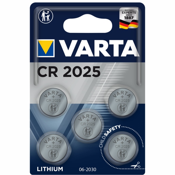 CR2025 3V Lithium Knappcellsbatteri 5-pack