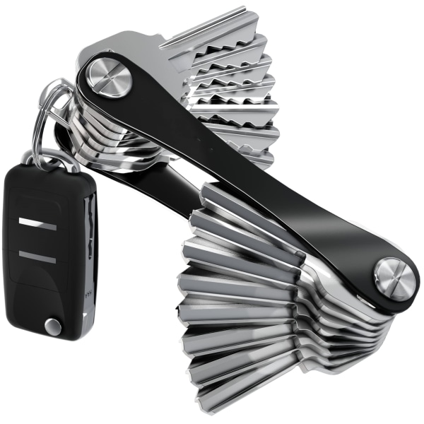 Kompakt nyckelhållare och nyckelringarrangör Svart
