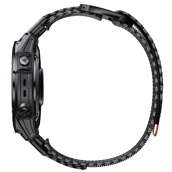Quick Release 26mm Vævet Nylonrem til Garmin-ure Black+Grey Black+Grey