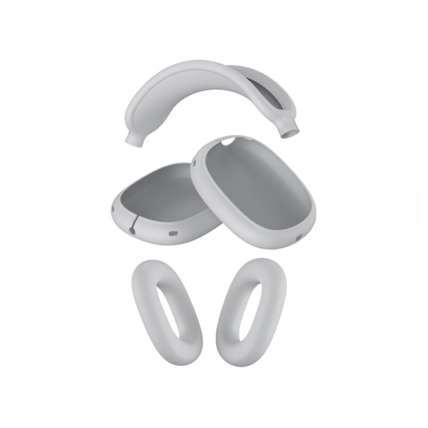 Öronkuddar, skyddsskal och kudde för huvudbåge för Airpods Max hörlurar Ljusgrå