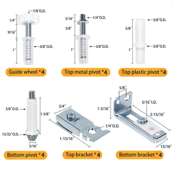 Reparationssats för vikdörrsbeslag - Rostfritt stål vikdörrskoppling (4-pack)