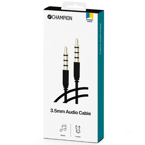 3,5mm Audiokabel 1m Svart