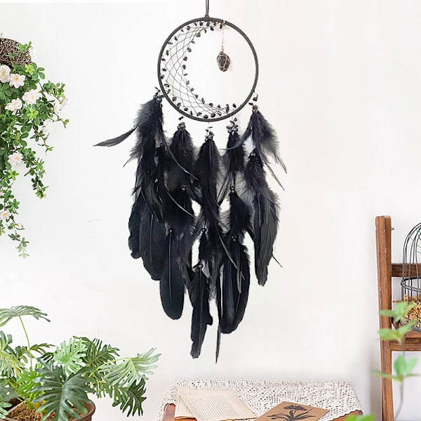 Crystal Moonstone Dream Catcher Svart