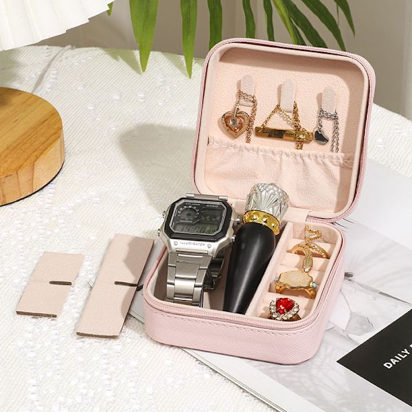 Mini smyckeskrin - Elegant PU-läder Rosa