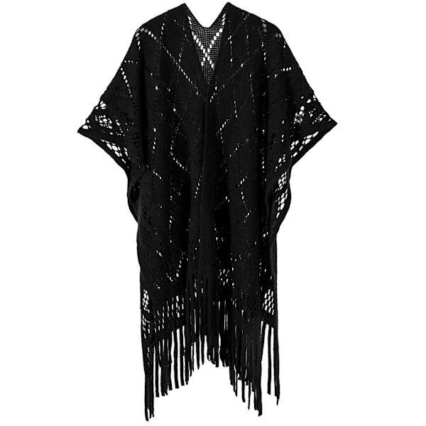 Elegant stickad sjal - Svart