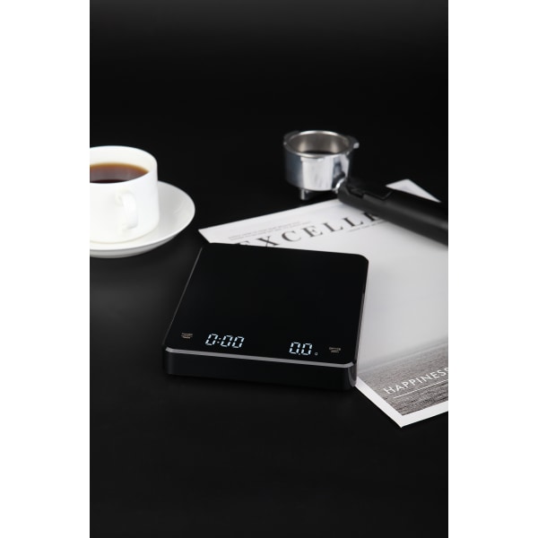 INF Uppladdningsbar kaffevåg med timer 3 kg / 0,1 g Svart Svart