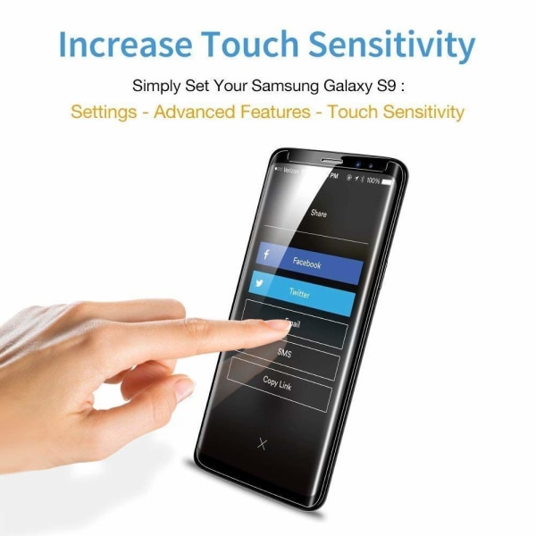 Skärmskydd Samsung Galaxy S9 Härdat glas Svart