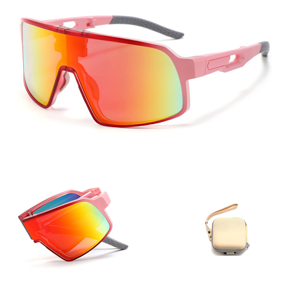 Foldbare sports solbriller med etui - Pink stel