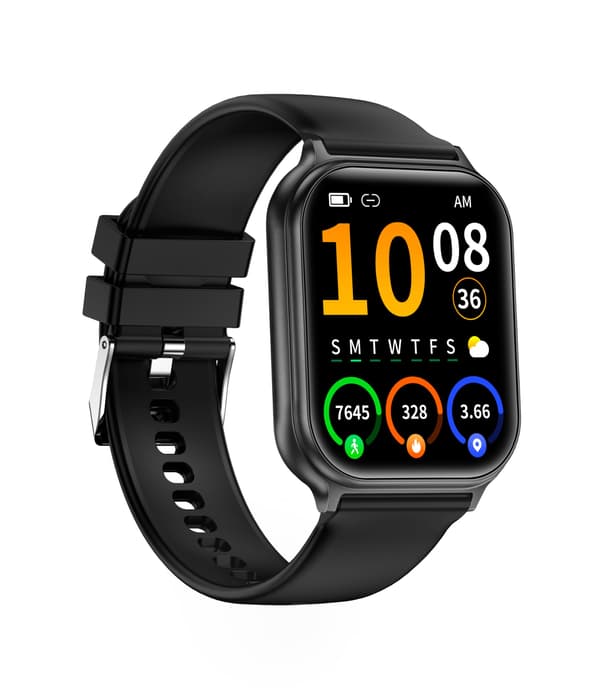 Multifunktionell Smartwatch med Hälsoövervakning och Bluetooth-Samtalsstöd, kompatibelt med Android och iOS Black Black