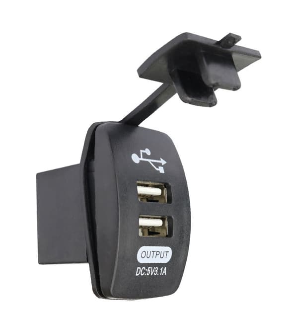 Pyöristetty kaksois-USB-autolaturi Black+Blue Black+Blue