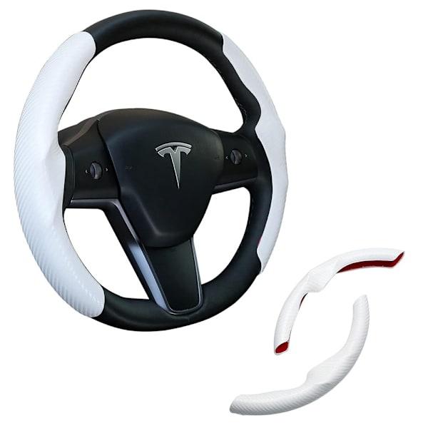 Tesla Model 3/Y Rattöverdrag i Kolfiber - Vit (38cm)