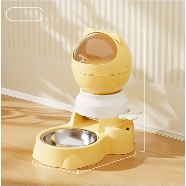 Automatisk foderautomat og puslespilsfoder til katte og små til mellemstore hunde, stor topfyldt tæt beholder, to tilstande, vaskbar Yellow Yellow