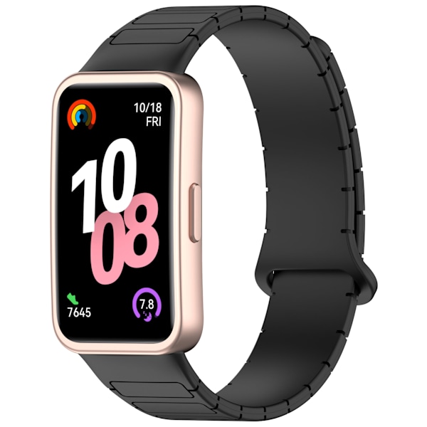Huawei Band 10, 9, 8 Rem - Stilfuld magnetisk lukning Sort