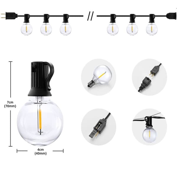 15m 25 LED E12 Globe Valosarja Varapolttimolla - 220V EU-pistoke