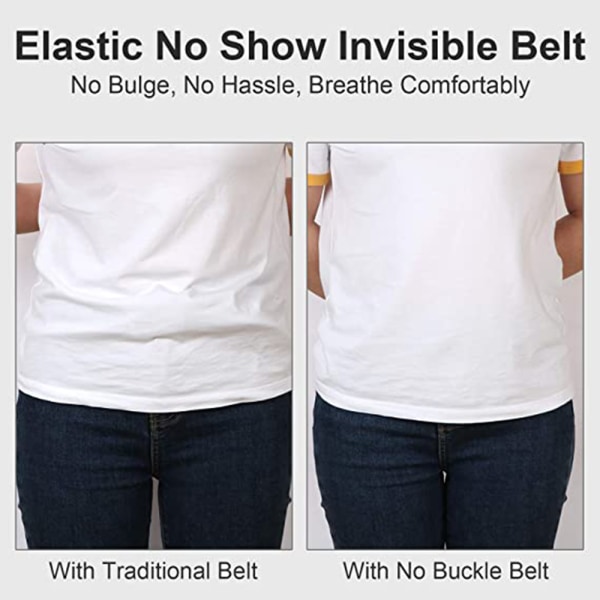 Osynligt utan spänne elastiskt bälte 4-pack Vit/Svart/Brun/Blå