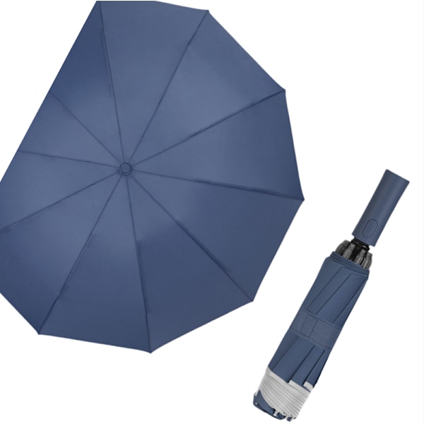 Reflekterende stribe, foldbar paraply til regn eller solskin Marine blå