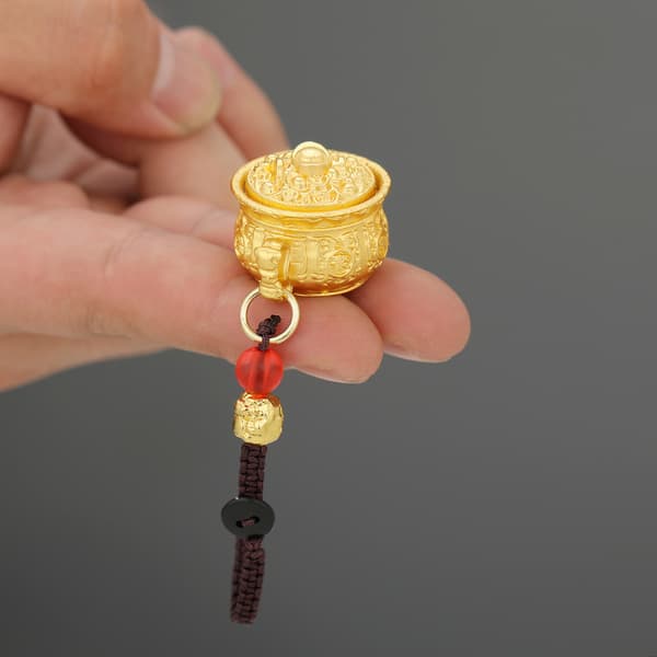 Lyckobringande nyckelring med kinesisk zodiakens förmögenhetskruka och Pixiu-amulett Model 2