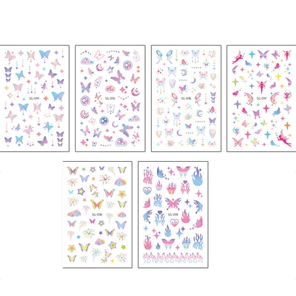 Glitter Nail Art Stickers - 6 stk. Model 2