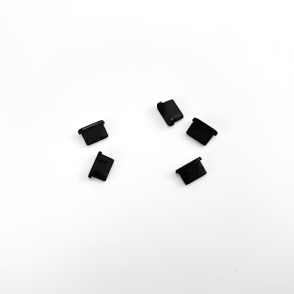 USB-C-pölytulpat matkapuhelimille ja kannettaville tietokoneille, 5 kpl Musta