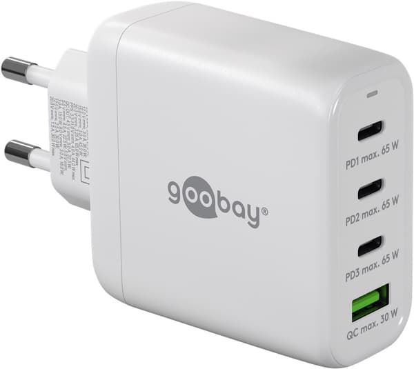 USB-C™ PD GaN multiport hurtigoplader (68 W) hvid