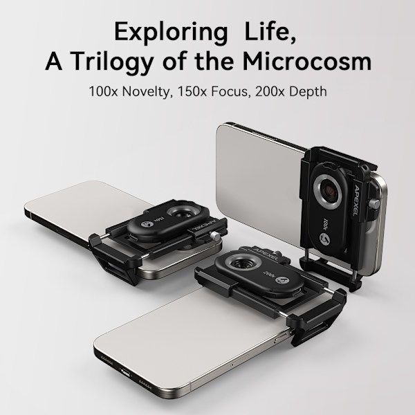 3-i-1 clip-on telefonmikroskoplinse med LED-lys