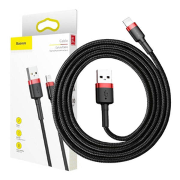 Baseus Cafule USB Lightning-kabel 2,4A 1m (röd+svart)