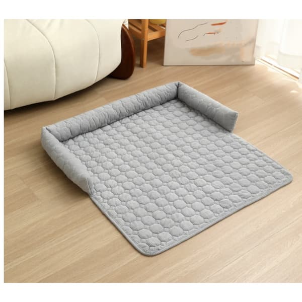 U-formet broderet kæledyrsseng med rygstøtte, vintervarm sofapude, 75 x 75 cm Grey Grey