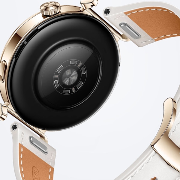 INF Urrem i læder til Huawei Watch GT5 - 18MM Hvid + guld
