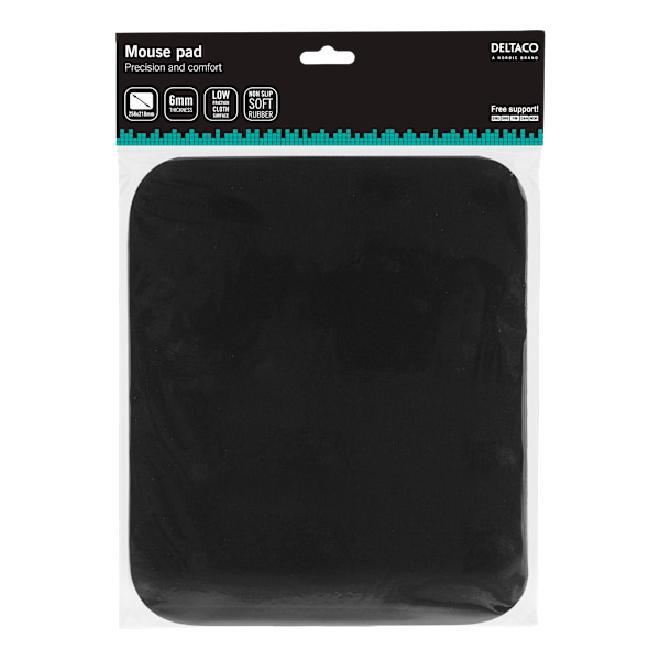 Mouse pad, fabric covered rubber, 6mm black