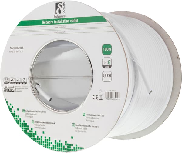 F/UTP Cat6 installation cable, LSZH, 100m reel, 250MHz