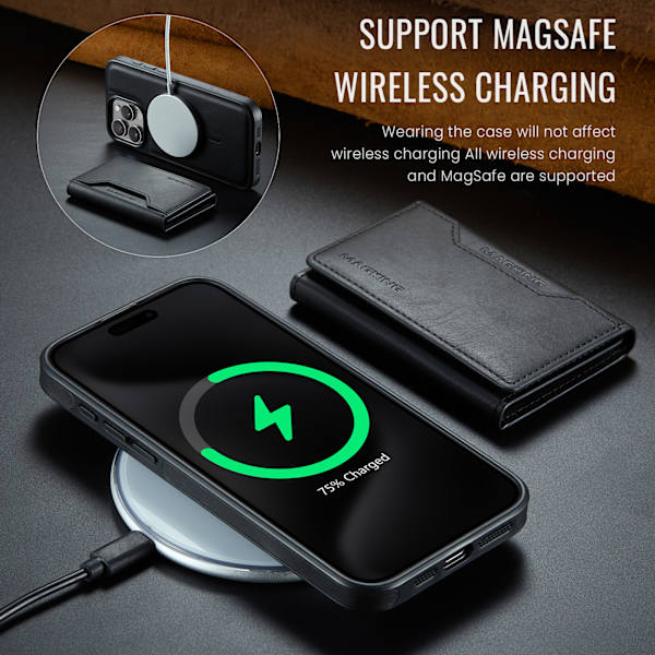 M2 Magnetiskt Fodral med Korthållare för iPhone 16 Pro Max