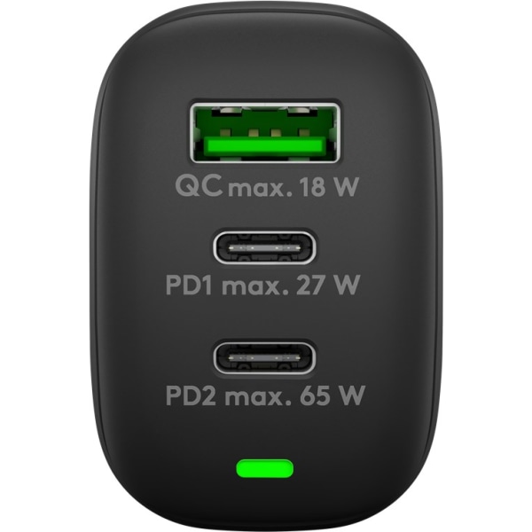 USB-C™ PD GaN multiport snabbladdare (65 W) svart