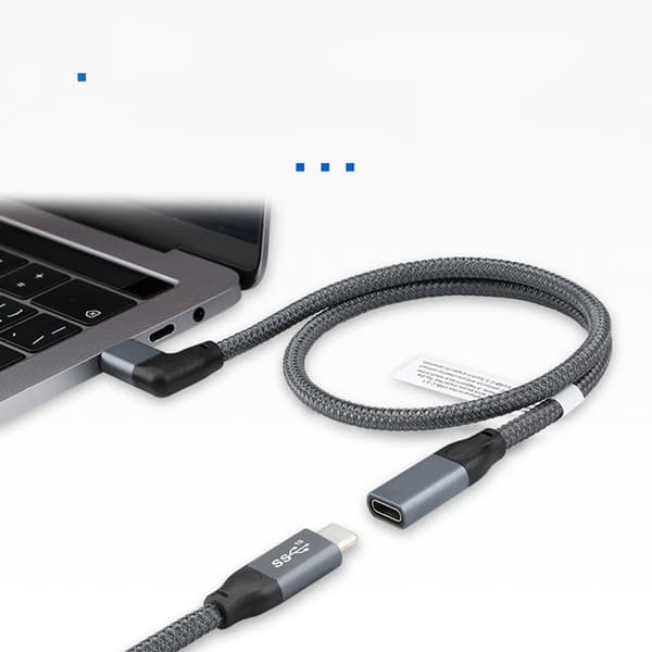 100W USB-C forlængerkabel - 20Gbps data & 4K video - vinkelret design 1.5m 1.5m