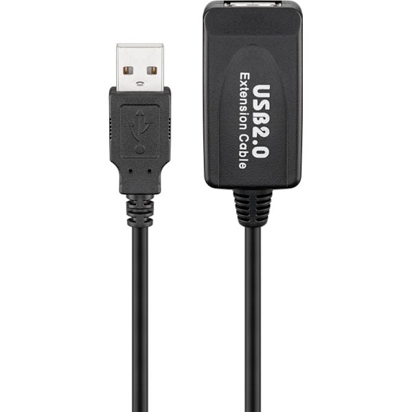 Aktiv USB-förlängningskabel, 10 m, svart