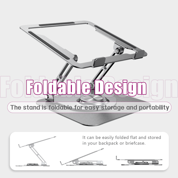 360° roterande bärbar stativ - hopfällbar bärbar datorhållare i aluminiumlegering Silver