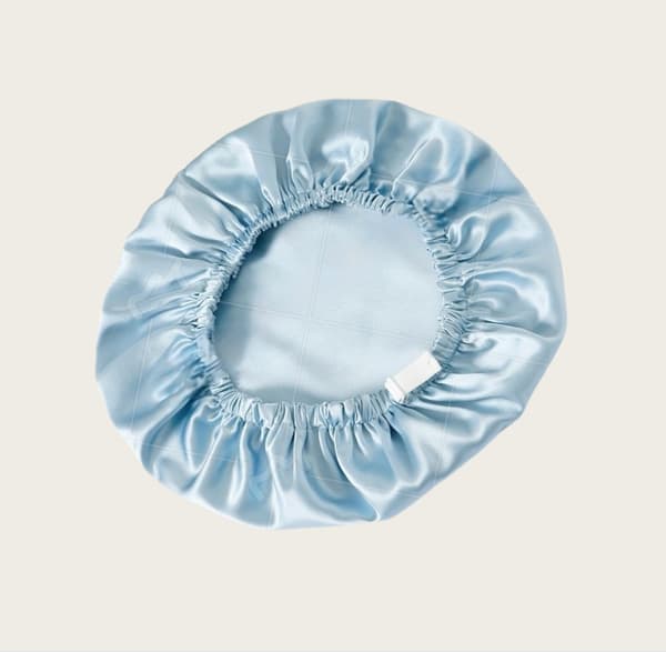 Dobbeltlags sovehætte i 100% silke til kvinder LightBlue LightBlue