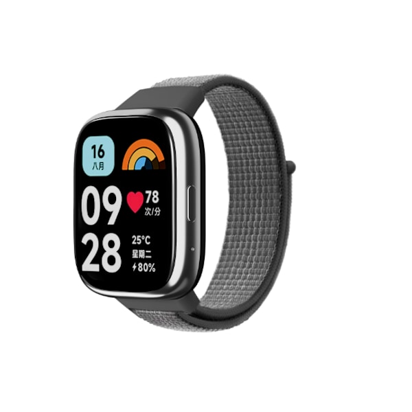 Redmi Watch 3 Active Nylon -ranneke Tummanharmaa