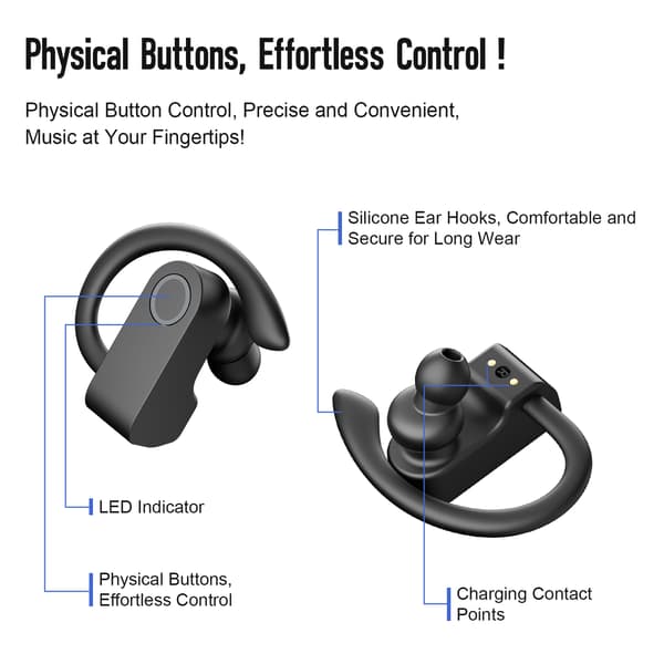 SP97 Vita Bluetooth-hörlurar med brusreducerande mikrofon Black Black