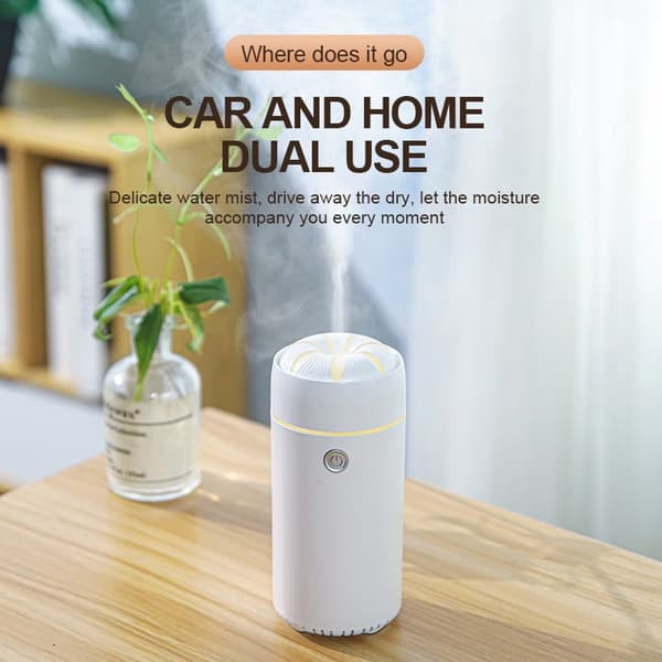 Bärbar Bil/Hemma Aromdiffuser Luftfuktare med 7-Färgs LED White White