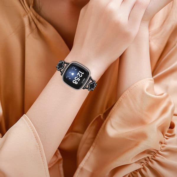 Cloverlink-armband för Fitbit Versa 3/4/Sense 2 Black Black