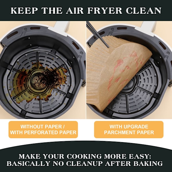 Air Fryer kertakäyttöpaperi rasvakeittimiin 20 cm 100 kpl Luonto
