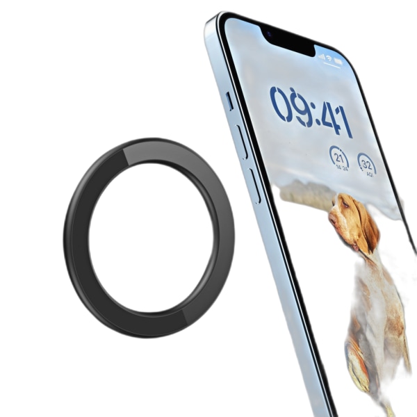 Magnetisk Ringhållare för iPhone 15 Magnet Kök Väggfäste Mobilte Svart
