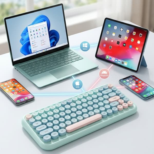 84-tasters retro skrivemaskinetastatur - Dual-mode Bluetooth & 2.4G til kontor og rejse, kompakt, kompatibel med Windows, MacOS, Android, iOS, iPadOS