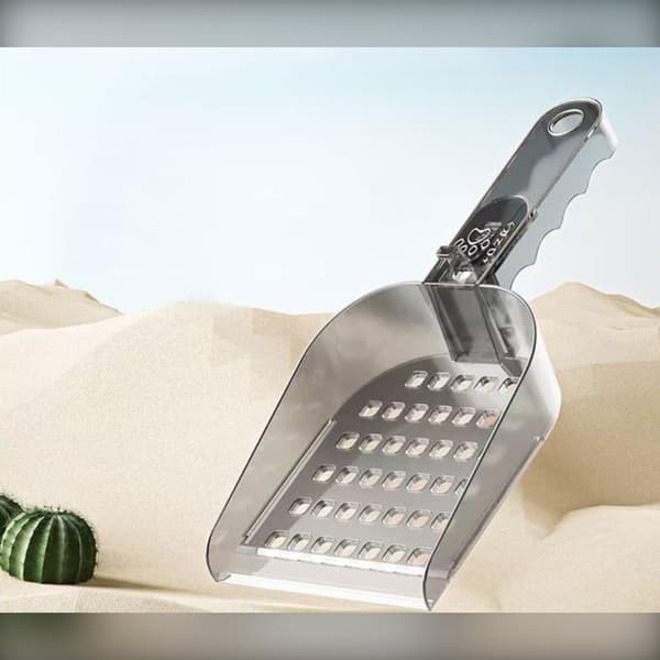 Multi-funktionell 3-växlad Kattsandskyffel, 2-pack 3-i-1 Kattsandsspade Grey Grey