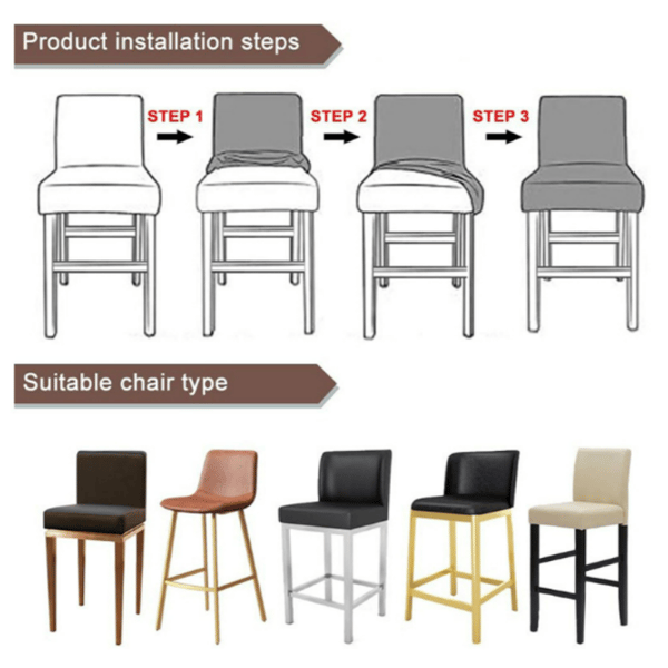 Rutiga Barstolsöverdrag, Stretch Bar Diskbänksstolsöverdrag DarkGrey DarkGrey
