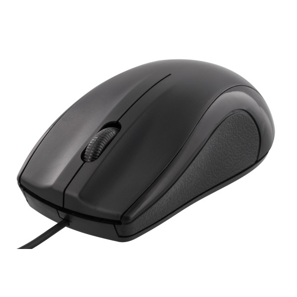Wired optical mouse, 3 buttons w/ a scroll, 1200 DPI, black Svart