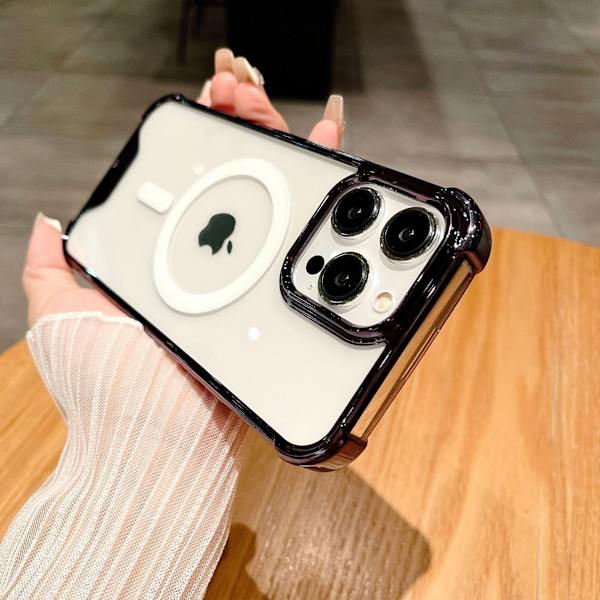 Sähköpinnoitettu magneettikuori iPhone 14 -sarjalle iPhone 14 Pro Max Musta