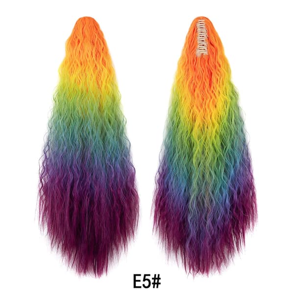 Färgglad Gradient Hästsvans Peruk - Högtemperaturfiber, Trendiga Blandade Färger